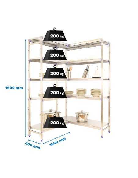 Estantería SIMONRACK Simoninox corner 5ss/1600x(1660-1260)x400