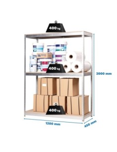 Estantería SIMONRACK Ecoforte 1204-3 chipboard Galvanizada/Madera | Estantería sin tornillos ECOFORTE para carga media-alta