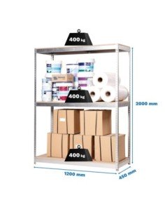 Estantería SIMONRACK Ecoforte 1204-3 chipboard Galvanizada/Madera | Estantería sin tornillos ECOFORTE para carga media-alta