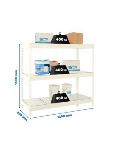 Estantería SIMONRACK Ecoforte 1204-3 metal 1500 blanco/Galvanizada | Estantería sin tornillos ECOFORTE para carga media-alta