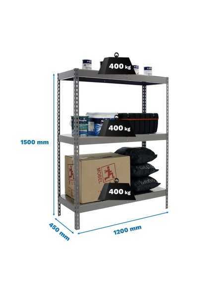 Estantería SIMONRACK Ecoforte 1204-3 metal 1500 gris/Galvanizada | Estantería sin tornillos ECOFORTE para carga media-alta