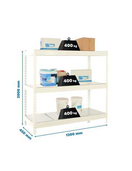 Estantería SIMONRACK Ecoforte 1204-3 metal blanco/Galvanizada | Estantería sin tornillos ECOFORTE para carga media-alta