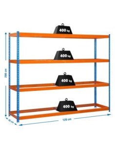 Estantería SIMONRACK Ecoforte 1204-4 azul/naranja | Estantería sin tornillos ECOFORTE para carga media-alta