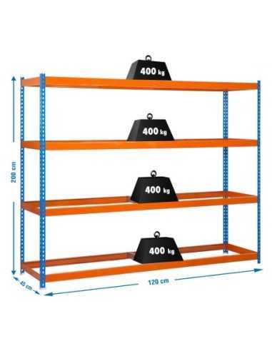 Estantería SIMONRACK Ecoforte 1204-4 azul/naranja | Estantería sin tornillos ECOFORTE para carga media-alta