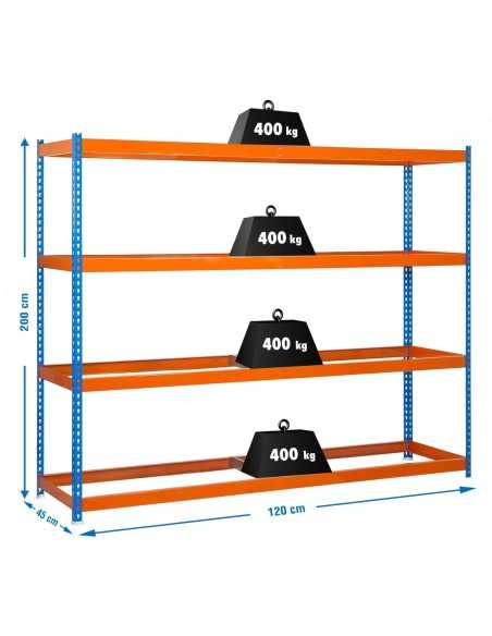 Estantería SIMONRACK Ecoforte 1204-4 azul/naranja | Estantería sin tornillos ECOFORTE para carga media-alta