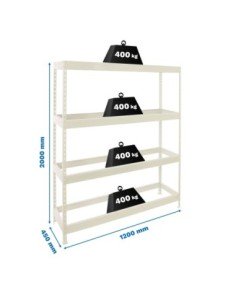 Estantería SIMONRACK Ecoforte 1204-4 blanco | Estantería sin tornillos ECOFORTE para carga media-alta