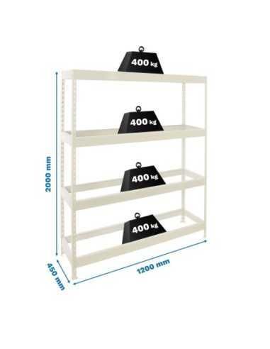 Estantería SIMONRACK Ecoforte 1204-4 blanco | Estantería sin tornillos ECOFORTE para carga media-alta