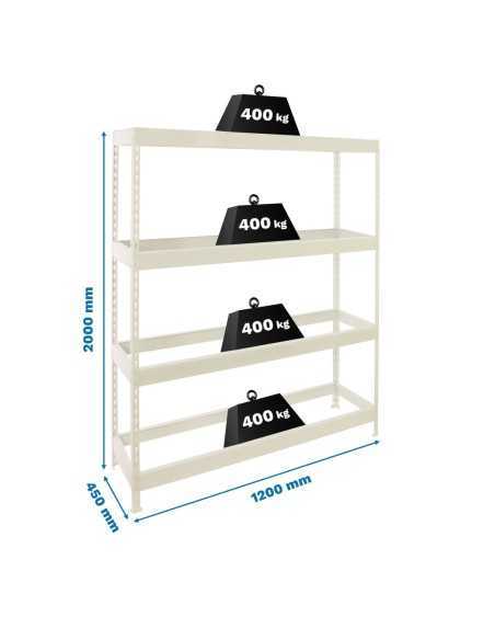 Estantería SIMONRACK Ecoforte 1204-4 blanco | Estantería sin tornillos ECOFORTE para carga media-alta