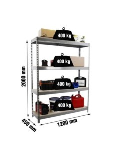 Estantería SIMONRACK Ecoforte 1204-4 chipboard gris/Madera | Estantería sin tornillos ECOFORTE para carga media-alta