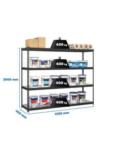 Estantería SIMONRACK Ecoforte 1204-4 metal antracita/Galvanizada | Estantería sin tornillos ECOFORTE para carga media-alta