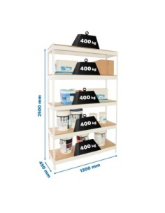 Estantería SIMONRACK Ecoforte 1204-5 chipboard 2500 blanco/Madera | Estantería sin tornillos ECOFORTE para carga media-alta