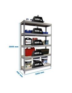 Estantería SIMONRACK Ecoforte 1204-5 chipboard 3000 gris/Madera | Estantería sin tornillos ECOFORTE para carga media-alta