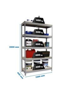 Estantería SIMONRACK Ecoforte 1204-5 chipboard gris/Madera | Estantería sin tornillos ECOFORTE para carga media-alta