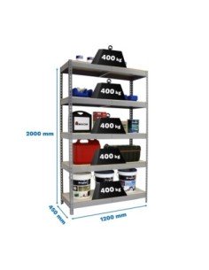 Estantería SIMONRACK Ecoforte 1204-5 chipboard gris/Madera | Estantería sin tornillos ECOFORTE para carga media-alta