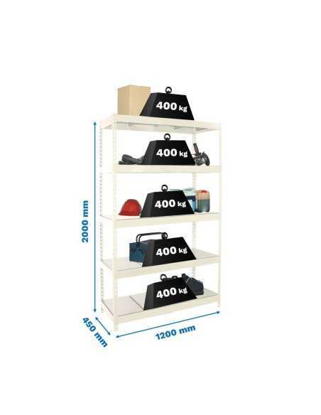 Estantería SIMONRACK Ecoforte 1204-5 metal blanco/Galvanizada | Estantería sin tornillos ECOFORTE para carga media-alta