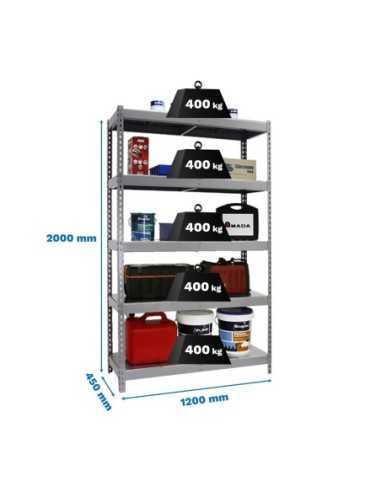 Estantería SIMONRACK Ecoforte 1204-5 metal Galvanizada/Galvanizada | Estantería sin tornillos ECOFORTE para carga media-alta