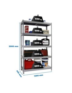 Estantería SIMONRACK Ecoforte 1204-5 metal gris/Galvanizada | Estantería sin tornillos ECOFORTE para carga media-alta