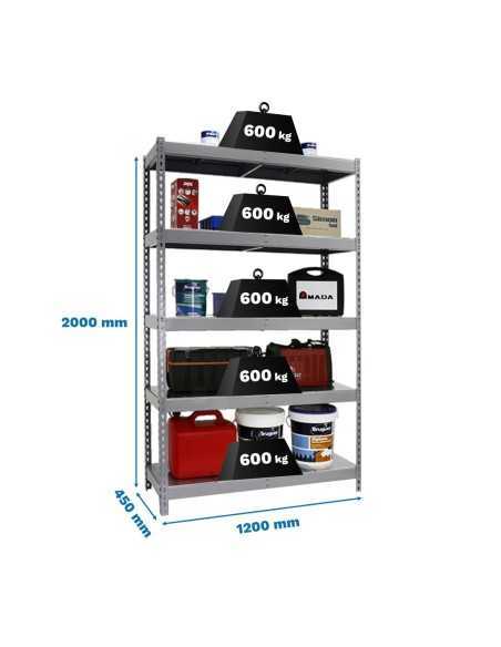 Estantería SIMONRACK Ecoforte 1204-5 metal gris/Galvanizada | Estantería sin tornillos ECOFORTE para carga media-alta