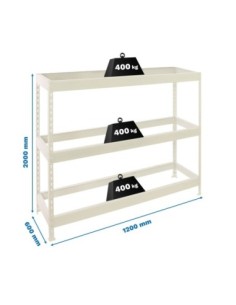 Estantería SIMONRACK Ecoforte 1206-3 blanco | Estantería sin tornillos ECOFORTE para carga media-alta
