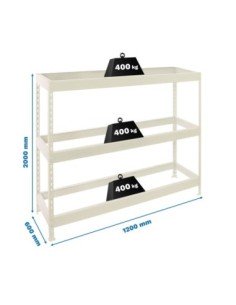 Estantería SIMONRACK Ecoforte 1206-3 blanco | Estantería sin tornillos ECOFORTE para carga media-alta