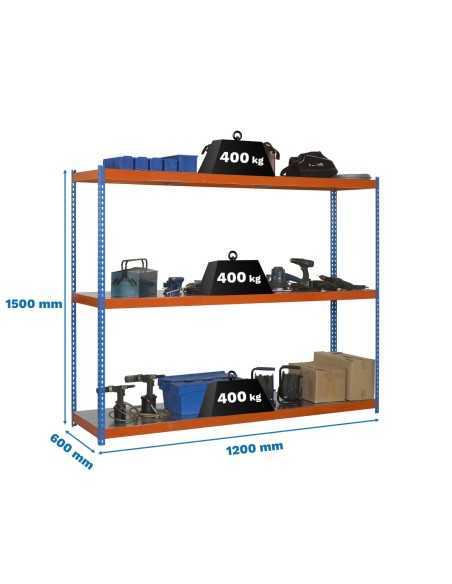Estantería SIMONRACK Ecoforte 1206-3 metal 1500 azul/naranja/Galvanizada | Estantería sin tornillos ECOFORTE para carga media-al