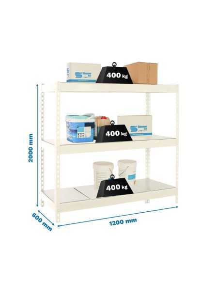 Estantería SIMONRACK Ecoforte 1206-3 metal blanco/Galvanizada | Estantería sin tornillos ECOFORTE para carga media-alta