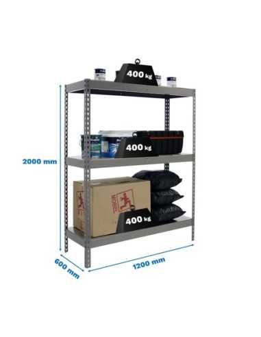 Estantería SIMONRACK Ecoforte 1206-3 metal gris/Galvanizada | Estantería sin tornillos ECOFORTE para carga media-alta