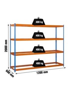 Estantería SIMONRACK Ecoforte 1206-4 azul/naranja | Estantería sin tornillos ECOFORTE para carga media-alta