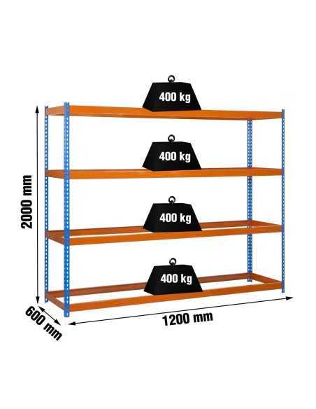 Estantería SIMONRACK Ecoforte 1206-4 azul/naranja | Estantería sin tornillos ECOFORTE para carga media-alta