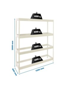 Estantería SIMONRACK Ecoforte 1206-4 blanco | Estantería sin tornillos ECOFORTE para carga media-alta