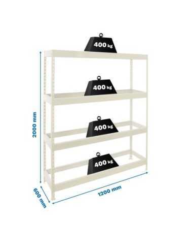 Estantería SIMONRACK Ecoforte 1206-4 blanco | Estantería sin tornillos ECOFORTE para carga media-alta