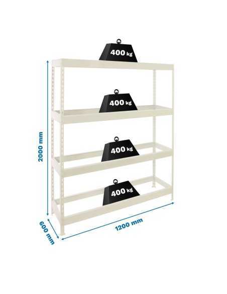 Estantería SIMONRACK Ecoforte 1206-4 blanco | Estantería sin tornillos ECOFORTE para carga media-alta