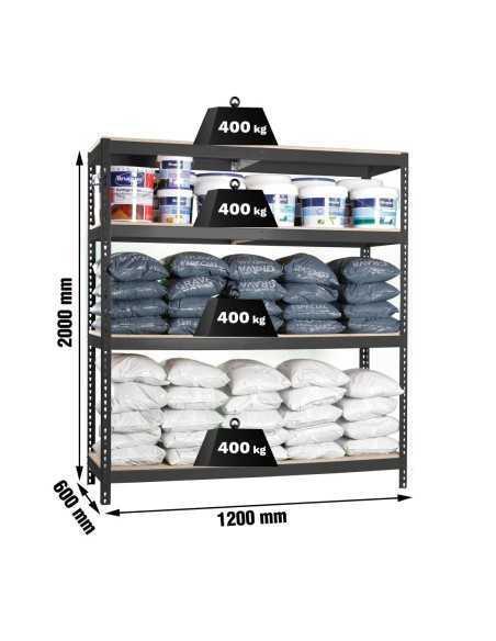 Estantería SIMONRACK Ecoforte 1206-4 chipboard antracita/Madera | Estantería sin tornillos ECOFORTE para carga media-alta