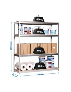 Estantería SIMONRACK Ecoforte 1206-4 chipboard gris/Madera | Estantería sin tornillos ECOFORTE para carga media-alta