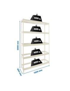 Estantería SIMONRACK Ecoforte 1206-5 blanco | Estantería sin tornillos ECOFORTE para carga media-alta