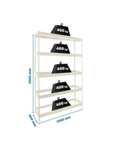 Estantería SIMONRACK Ecoforte 1206-5 blanco | Estantería sin tornillos ECOFORTE para carga media-alta
