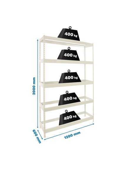 Estantería SIMONRACK Ecoforte 1206-5 blanco | Estantería sin tornillos ECOFORTE para carga media-alta