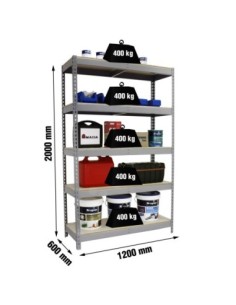 Estantería SIMONRACK Ecoforte 1206-5 chipboard gris/Madera | Estantería sin tornillos ECOFORTE para carga media-alta
