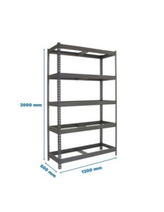 Estantería SIMONRACK Ecoforte 1206-5 gris | Estantería sin tornillos ECOFORTE para carga media-alta