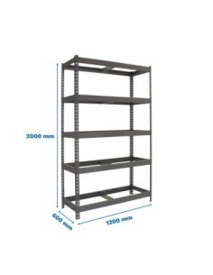 Estantería SIMONRACK Ecoforte 1206-5 gris | Estantería sin tornillos ECOFORTE para carga media-alta