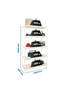 Estantería SIMONRACK Ecoforte 1206-5 metal blanco/Galvanizada | Estantería sin tornillos ECOFORTE para carga media-alta