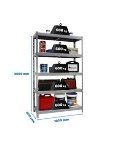 Estantería SIMONRACK Ecoforte 1206-5 metal gris/Galvanizada | Estantería sin tornillos ECOFORTE para carga media-alta