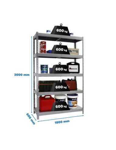 Estantería SIMONRACK Ecoforte 1206-5 metal gris/Galvanizada | Estantería sin tornillos ECOFORTE para carga media-alta