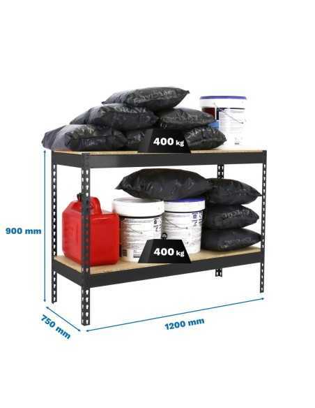 Estantería SIMONRACK Ecoforte 1207-2 chipboard 900 antracita/Madera | Estantería sin tornillos ECOFORTE para carga media-alta