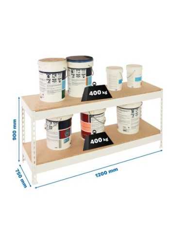 Estantería SIMONRACK Ecoforte 1207-2 chipboard 900 blanco/Madera | Estantería sin tornillos ECOFORTE para carga media-alta