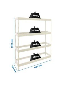 Estantería SIMONRACK Ecoforte 1207-4 blanco | Estantería sin tornillos ECOFORTE para carga media-alta