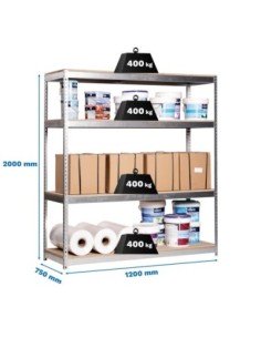 Estantería SIMONRACK Ecoforte 1207-4 chipboard Galvanizada/Madera | Estantería sin tornillos ECOFORTE para carga media-alta