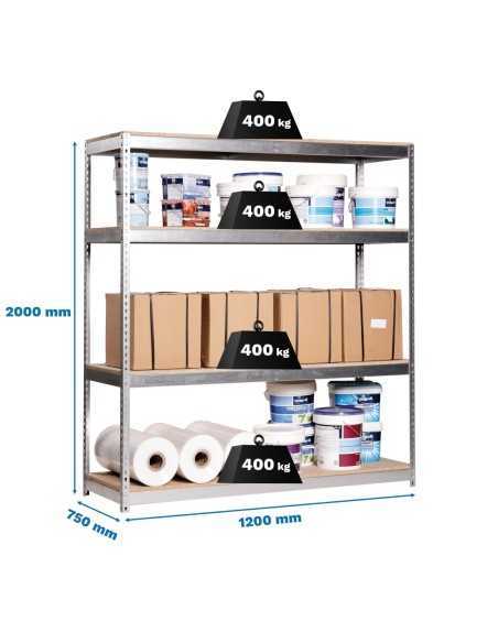 Estantería SIMONRACK Ecoforte 1207-4 chipboard Galvanizada/Madera | Estantería sin tornillos ECOFORTE para carga media-alta