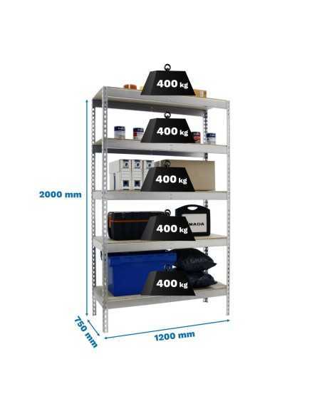 Estantería SIMONRACK Ecoforte 1207-5 chipboard Galvanizada/Madera | Estantería sin tornillos ECOFORTE para carga media-alta