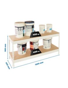 Estantería SIMONRACK Ecoforte 1504-2 chipboard 900 blanco/Madera | Estantería sin tornillos ECOFORTE para carga media-alta